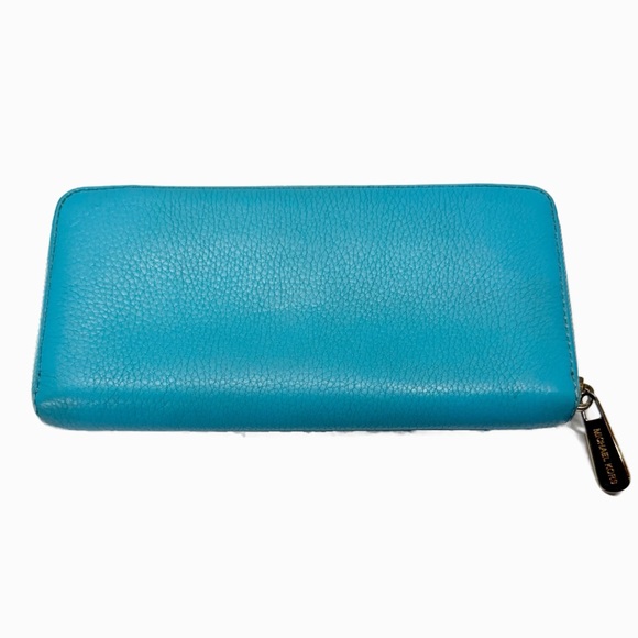 Michael Kors | Jet Set Leather Zip Around Continental Wallet- Turquoise - Picture 2 of 16